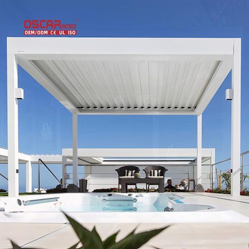 Outdoor Aluminium Electric Louvered Patio Roof with Waterproof Design Ideal Gardens Balconies and Patios Retractable Pergola
