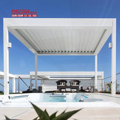 Motorized Outdoor Sun Shade Louvered Patio Cover Garden Terrace Balcony innovative Metal Structure Retractable Pergola