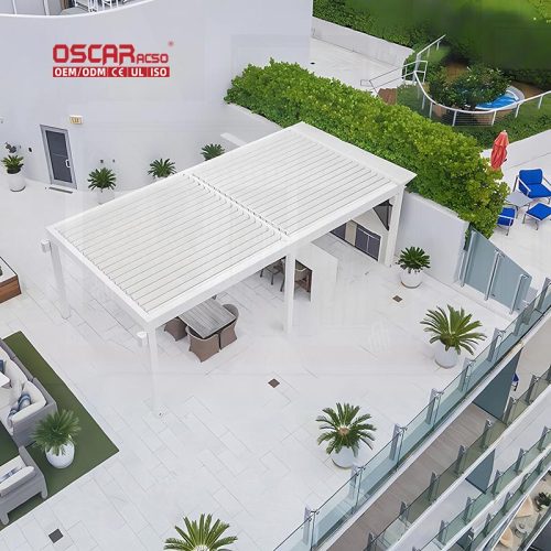 Garden Yard Waterproof Electric Adjustable Bioclimatic Louvered Aluminum Pergola Awning Terrace Roof Event Retractable Pergola