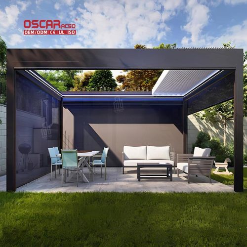 Solar - Powered Outdoor Aluminium Pergola Garden New Design Ideal Patio Lawn and Balcony Retractable Pergola