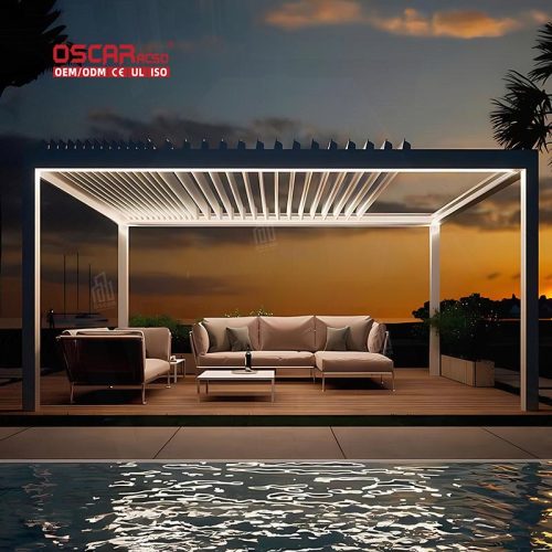Standing Outdoor Aluminum Pergola with Louver Frame Recreation Area Entrance Ideal Picnics & Gatherings Retractable Pergola