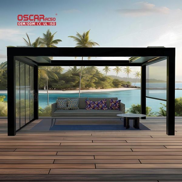Hot Sale Waterproof Retractable Aluminum Louvered Pergolas Patio Outdoor Garden Yard Retractable Pergola