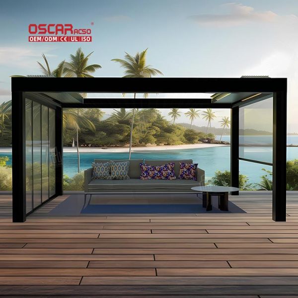 Waterproof Electric Customizable Aluminum Alloy Frame Pergola Gazebo Party Courtyard and Outdoor Events Retractable Pergola