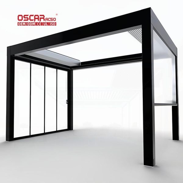 Outdoor Adjustable Aluminum Louvered Roof Rainproof Use in Gardens Patios and Backyards Retractable Pergola