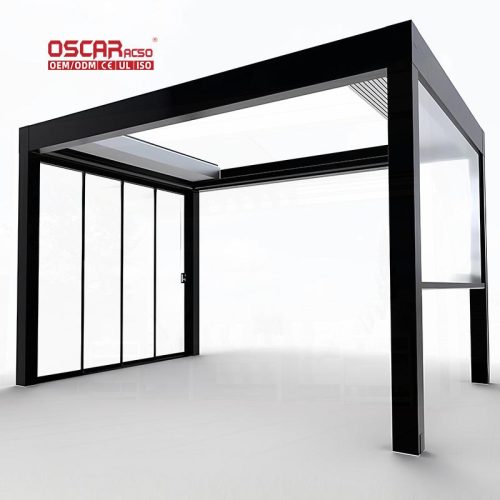 Outdoor Waterproof Sunshades with Customized Colors Opening Louver Roof Gardens Patios Backyards Retractable Pergola