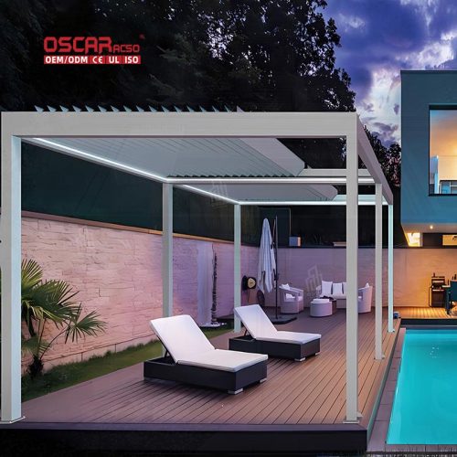 Hot Sale Waterproof Retractable Aluminum Louvered Roof Structure Backyard Patio Outdoor Area Retractable Pergola