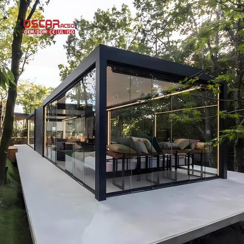 Customized Diy Motorised Roof Louvers Sun Shading Waterproof Outdoor Use in Patio Garden Balcony Retractable Pergola