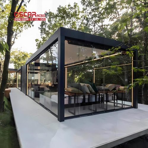 Controlled Electric Opening Louver Roof Metal Awning Garden Patio Backyard Outdoor Shading and Ventilation Retractable Pergola