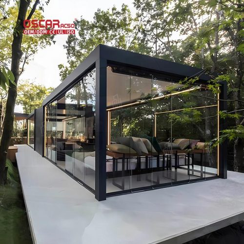 Balcony Patio with Ventilation and Sun  Shading Function Stylish and Durable Swimspa  Like Structures Retractable Pergola