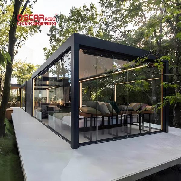 Balcony Patio with Ventilation and Sun  Shading Function Stylish and Durable Swimspa  Like Structures Retractable Pergola