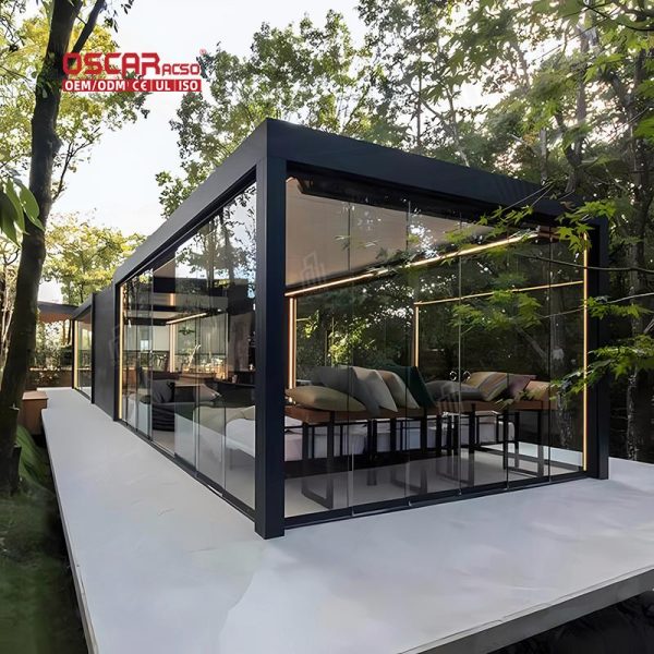 Outdoor Electric Waterproof Bioclimate Louvered Roof Garden Patio Pool with Ip65 Motor Retractable Pergola