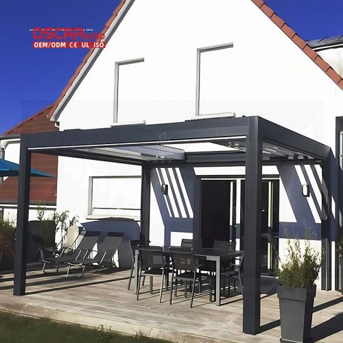 Waterproof Outdoor 3X3M 3X4M Motorized Louver Aluminum Bioclimatic Pergola Garden Backyard Terrace Retractable Pergola