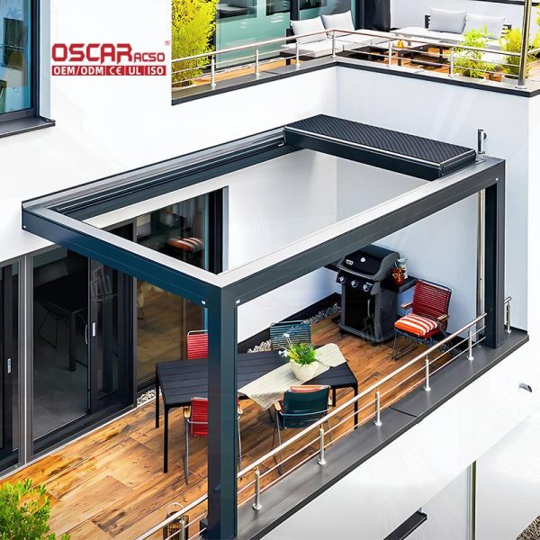 Automatic Remote – Controlled Electric Opening Louver Roof Garden Patio Backyard Metal Awning Canopy Retractable Pergola