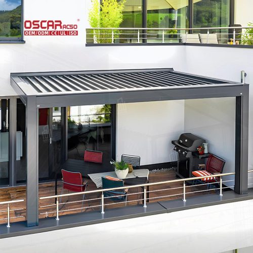 Aluminum Louvre Roof Opening System Kit Outdoor Garden Patio Backyard Retractable Pergola