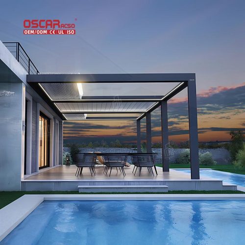 3X4 Adjustable Aluminium Alloy Louver Cover with Sunshade Patio Garden Pool Pergola Retractable Pergola