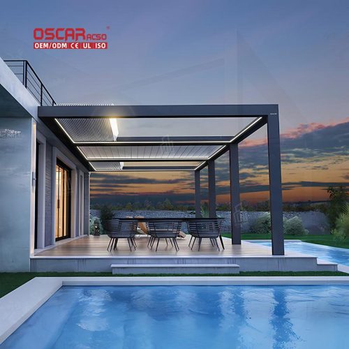 Waterproof Easily Assembled Aluminium Gazebo Iron Pergola with Sun Screens Gardens Patios Backyards Retractable Pergola