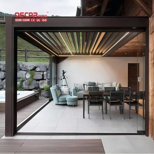 Modern Adjustable Waterproof Motorized Prefab Structure Garden Patio Backyard Outdoor Living Space Retractable Pergola