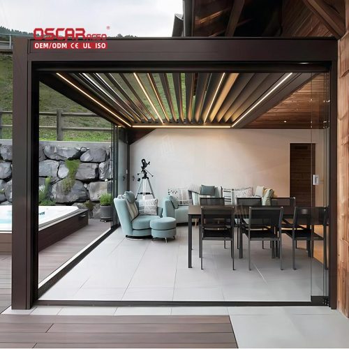 Rainproof Motorized Aluminium Louvre Roof Garden Deck Pergola Outdoor Patio Balcony Retractable Pergola