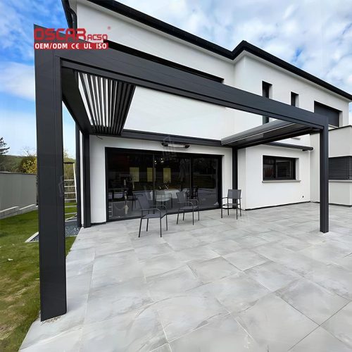 Customized Movable Aluminium Outdoor Bioclimat Louvers Roof Pergola in Modern Style Garden Patio Balcony Retractable Pergola