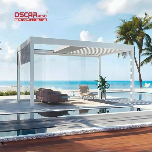 Aluminium Outdoor Electric Structure Garden Patio Terrace with Adjustable Function and Smart Design Retractable Pergola