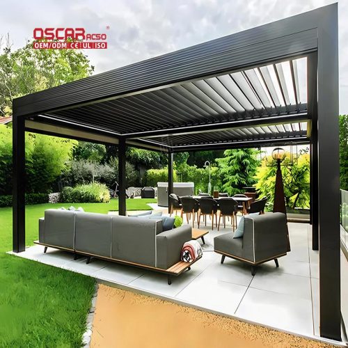 12X20 Motorized Customized Waterproof Outdoor Electric Louvered Aluminum Roof Garden Patio Terrace Retractable Pergola