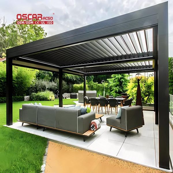 Breathable Aluminum Alloy Canopy Outdoor Terrace Balcony Patio Shade Shelter Garden Beach Poolside Retractable Pergola