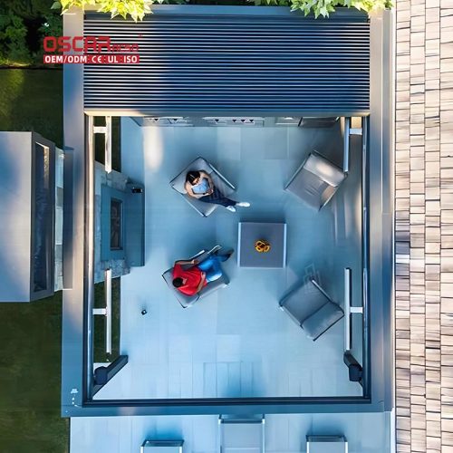Outdoor Sunshade with Aluminum Louvre Roof Bioclimatic 3X3 3X4 4X4 Modern Pergola Garden Patio Poolside Retractable Pergola