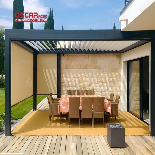 Retractable Aluminium Louvered Roof Garden Patio Balcony with Bioclimatic Function and Opening Design Retractable Pergola