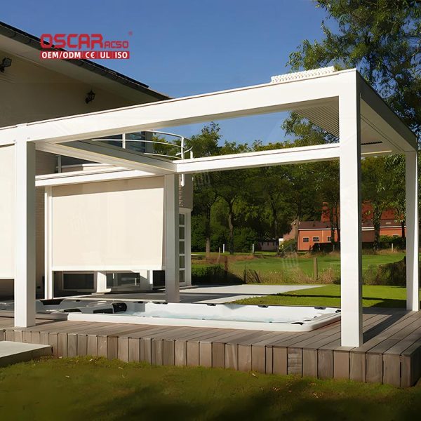 Motorized Adjustable Aluminium Canopy Tent Cover with Side Shade Garden Patio Backyard Outdoor Retractable Pergola