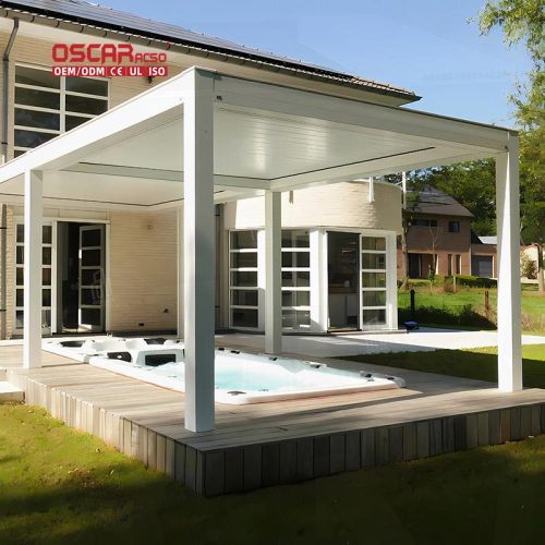 Outdoor Waterproof 3X3M 3X4M Motorized Louver Aluminum Patio Bioclimatic Structure Garden Backyard Terrace Retractable Pergola