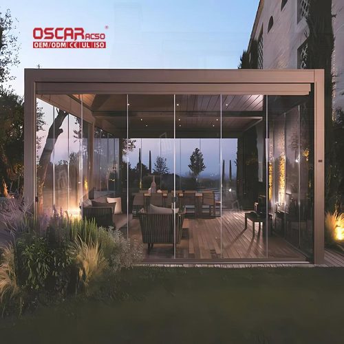 4X4 6X4 M Modern Outdoor Bioclimatic Aluminum Led Louvered Patio Shade Structure Garden Backyard Poolside Retractable Pergola