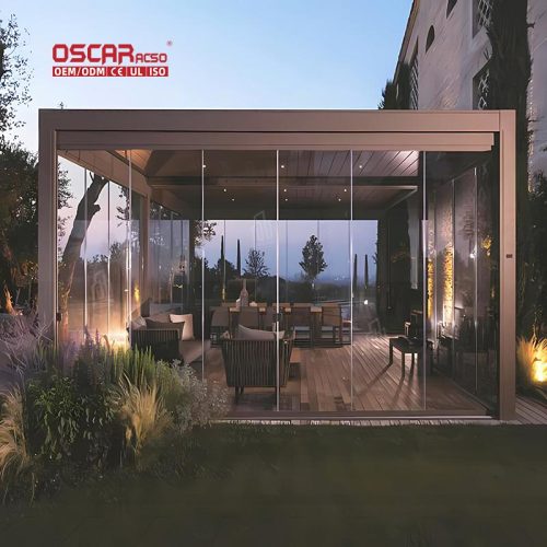 Aluminium Louvered Bioclimatic Shade Structure with Weather  Sensing Function Garden Patio Balcony Retractable Pergola