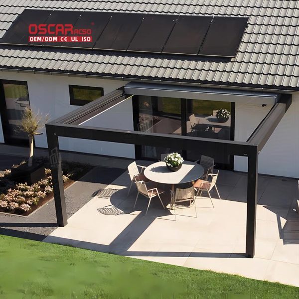 Adjustable Waterproof Motorized Aluminium Louvered Roof with Screen Garden Patio Balcony in Europe Retractable Pergola