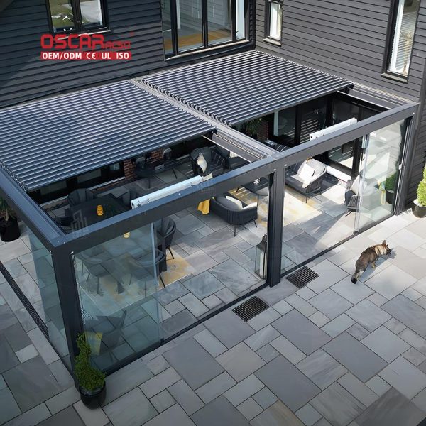 Outdoor Aluminum Pergola with Adjustable Waterproof Louvers Garden Patio Backyard High – Quality Sturdy Retractable Pergola