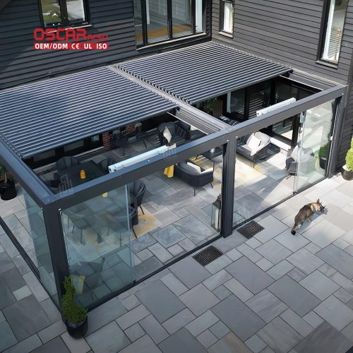 Outdoor Waterproof Electric Metal Shutter Garden Terrace and Roof Living Retractable Pergola