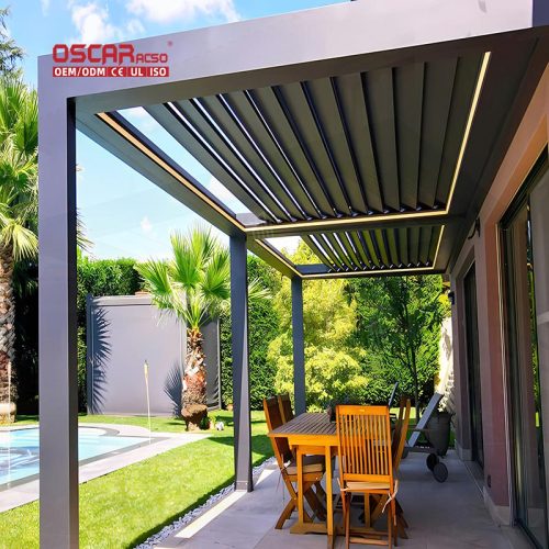 Customized Movable Aluminium Louvers Roof Outdoor Bioclimat Pergola with Modern Style Garden Patio Backyard Retractable Pergola