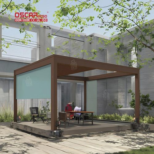 Adjustable Waterproof Motorized Aluminium Louvered Roof with Screen Garden Patio Balcony in Europe Retractable Pergola