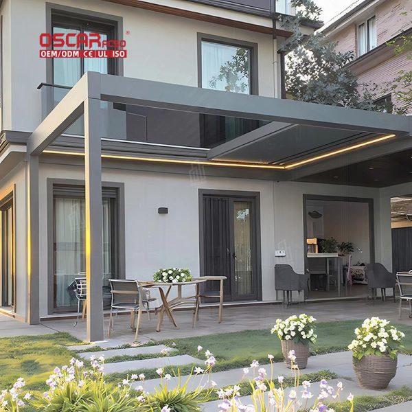 Outdoor Garden Waterproof 3X3M 12X20 Aluminium Pergola Gazebo Modern Manual Patio Balcony Backyard Retractable Pergola