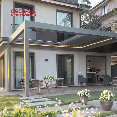 Modern Design Easily Assembled Retractable Sliding Outdoor Balcony Electric Roof Kit Patio Garden Terrace Retractable Pergola
