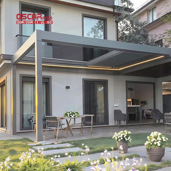 Outdoor Bioclimatic Waterproof Aluminum Louvered Structure Garden Patio Balcony Retractable Pergola