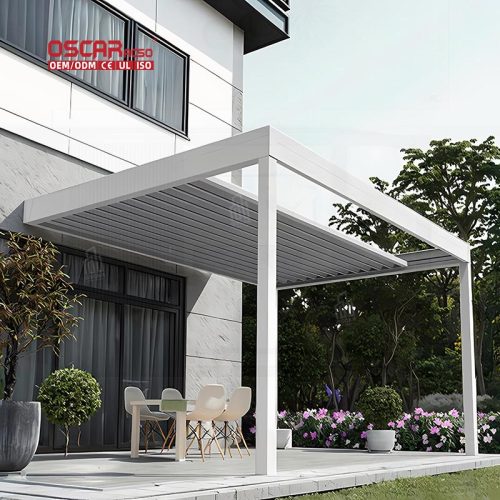 Waterproof Aluminum Bioclimatic Outdoor Structure Sun Shading and Rain Protection in Garden Patio Backyard Retractable Pergola
