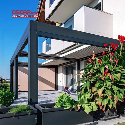 Bioclimatic Waterproof Outdoor Aluminium Sunshade Garden Patio Balcony Retractable Pergola