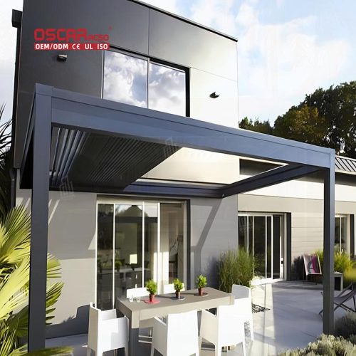 Bioclimatic Aluminum Motorized Louvered Outdoor Sun Shading Pergola Kits Patio Balcony Garden Cover Retractable Pergola
