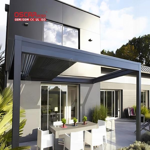 Garden Aluminum Electric Pergola with Customized Adjustable Louvers Waterproof Outdoor Patio and Backyard Retractable Pergola