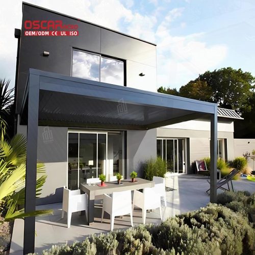 Customize Waterproof Bioclimatic Sunshade Motorized Aluminum Louvre Roof Pergola Garden Patio Poolside Retractable Pergola