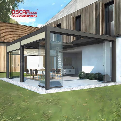 Rainproof Sun - Shading Foldable Adjustable Outdoor Aluminium Louvered Roof Kit Garden Patio Balcony Retractable Pergola