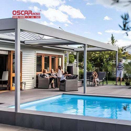 Motorized Adjustable Outdoor Louvered Roof Bioclimatic Gazebo Aluminum Pergola Gardens Patios Backyards Retractable Pergola