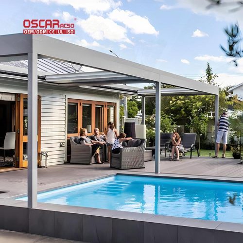 Energy - Efficient Flexible Light Strip Kit Outdoor Commercial Pergola Aluminium Louvre Patio Backyard Decor Retractable Pergola