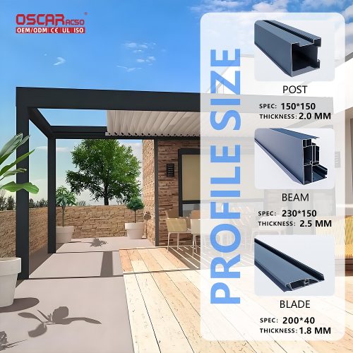 Outdoor Motorized Aluminum Louvers Roof Garden Patio Balcony Customizable Pergola Retractable Pergola