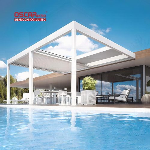 Factory Price Outdoor Aluminum Motorized Bioclimatic Pergolas Garden Patio Backyard Retractable Pergola